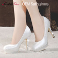 OEM wholesale white wedding shoes high heel satin shoes bridal shoes